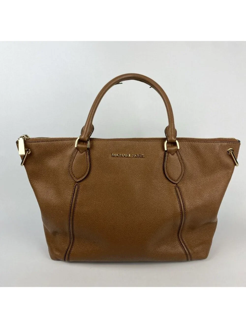 Michael Kors Sierra Pebbled Leather Tote – Brown Crossbody Handbag